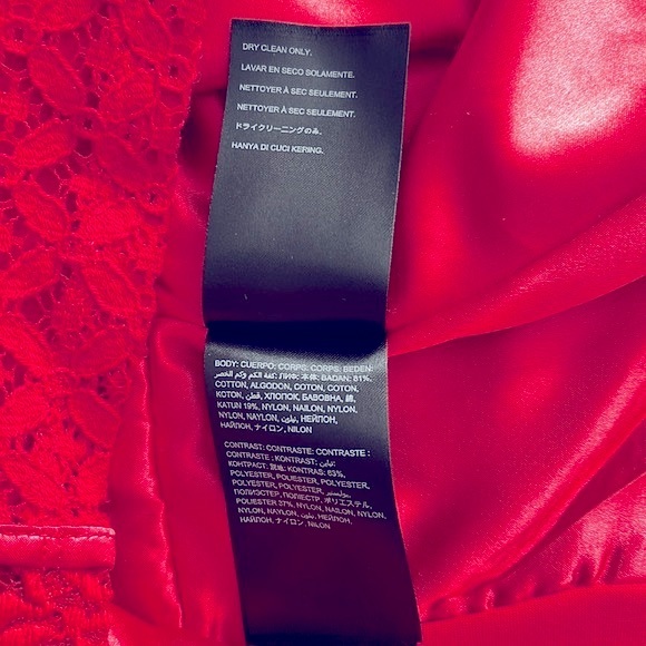 Bebe Mixed Lace Peplum Top Red XS - Picture 7 of 7